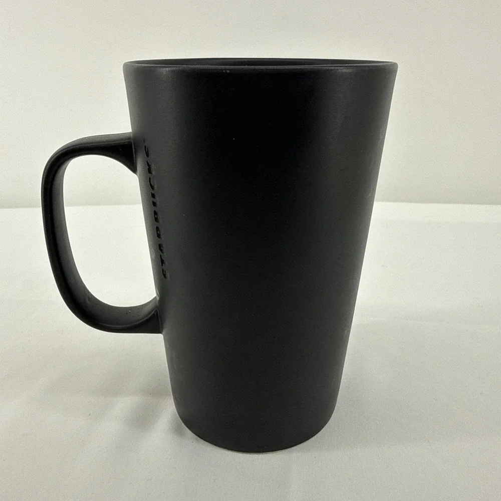 Starbucks 2015 Matte Black Globe Coffee Mug 16 oz Hipster Travel Tourist